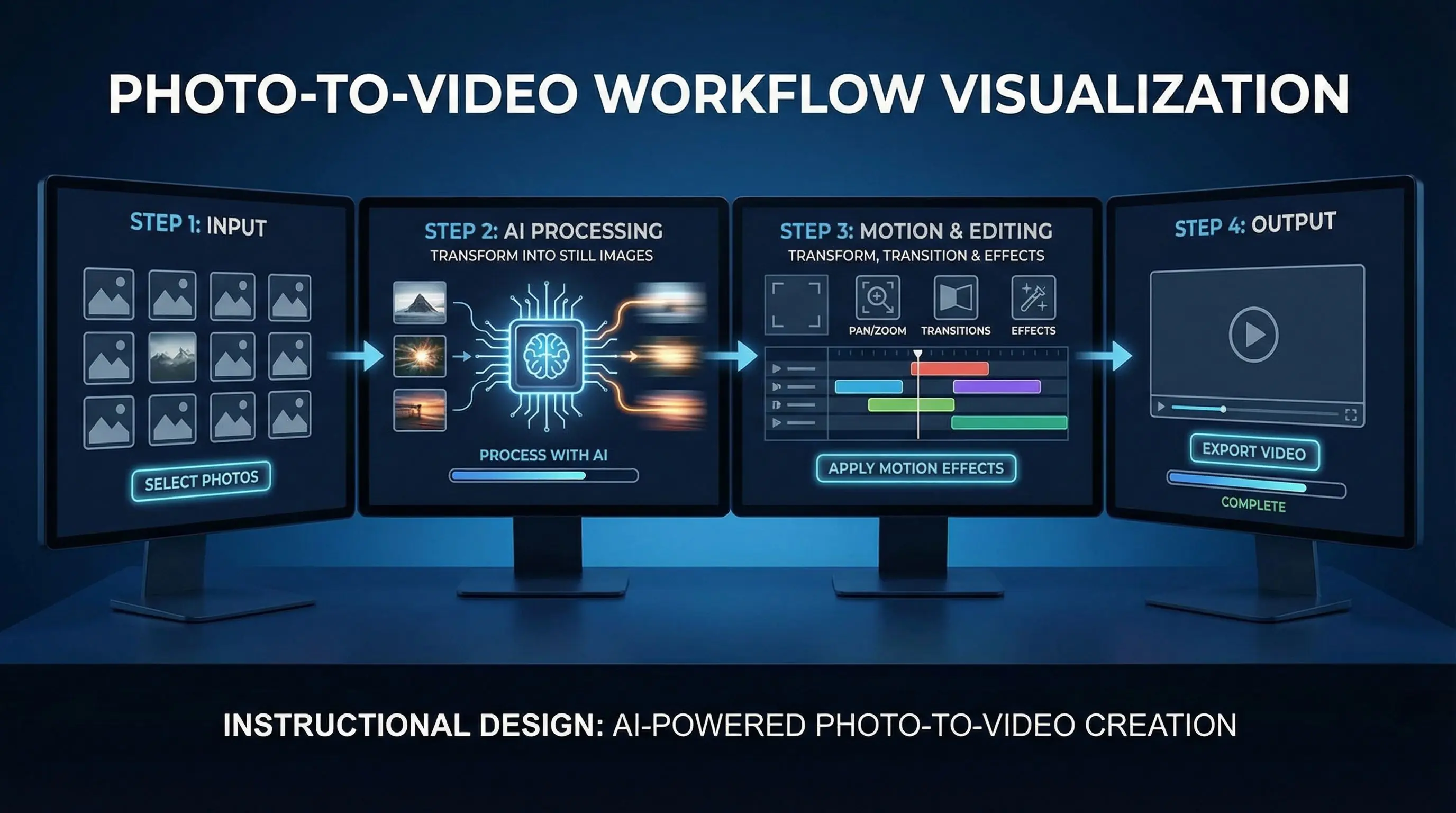 Workflow for creating TikTok videos from photos with AI motion prompts