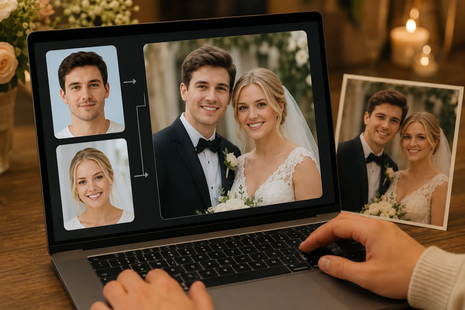 Wedding Face Swap: Create Magical Photos before and after face swap example