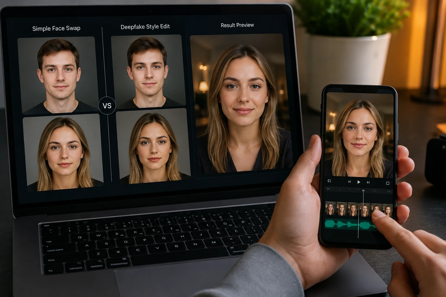 Photoshop vs AI Face Swap: Which Is Faster? before and after face swap example